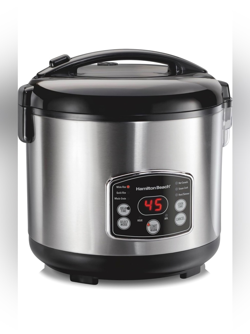 Hamilton Beach Digital Rice Cooker with Steamer Basket Stainless Steel